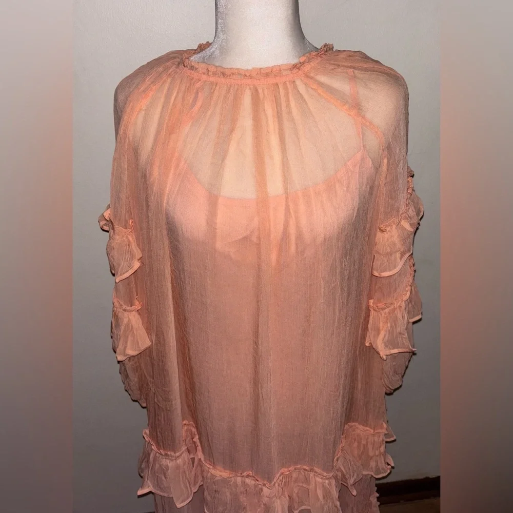 NWT J.Crew Tiered ruffle dress in chiffon 4 Glowy Peach Capro Bridesmaid Preppy